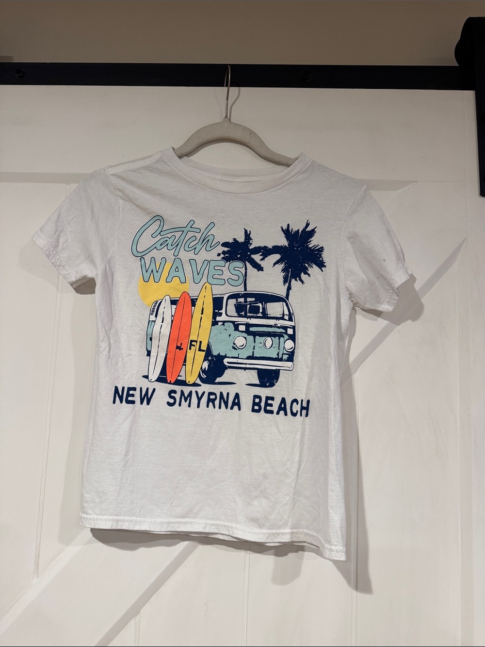 White Kids' 'Catch Waves' Graphic Tee - New Smyrna Beach